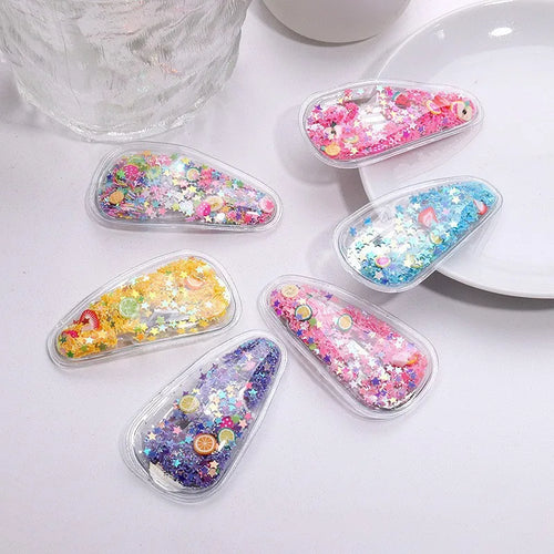 Cartoon Heart Hair Clips Non-Slip Heart Decor Resin Hair