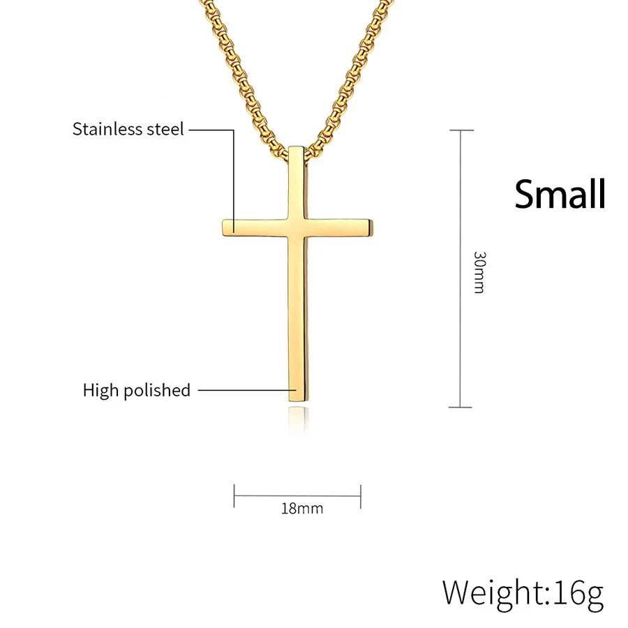 2Pcs Stainless Steel Cross Pendant Necklace For Men Titanium Steel