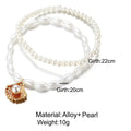 Yupsk 2pcs/set Double Layer Imitation Pearl Stackable Anklet With