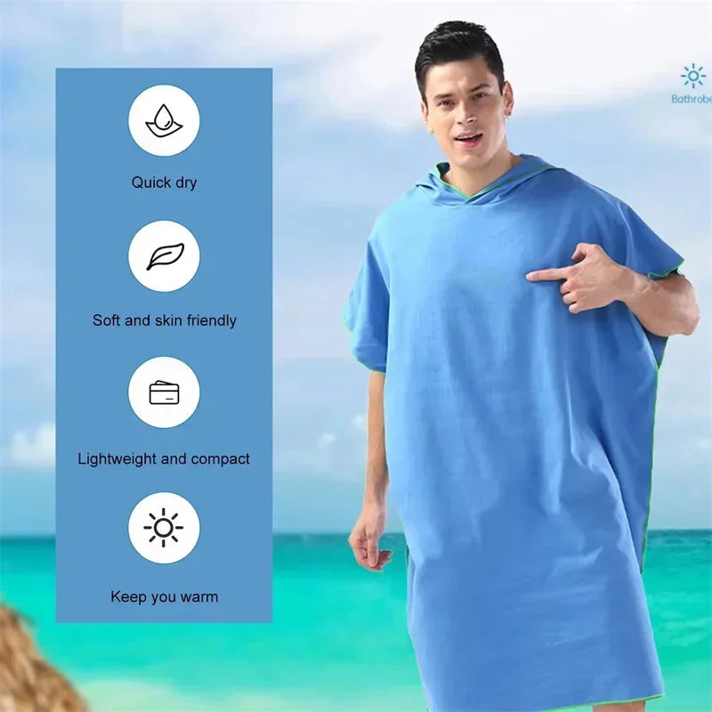 Microfiber Hooded Towel Men Women for Swim Beach Travel Quick Dry