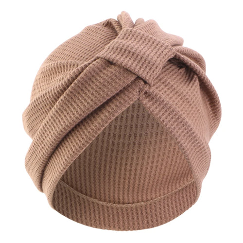 Women's headscarf hat breathable cotton thick waffle square headscarf
