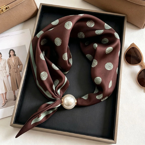 Elegant Chic Pearl Stripe Scarfs Women Fashion Convenient Magnetic