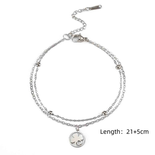 Skyrim Foot Chain of Women Men Silver Color Four-leaf Clover Stainless