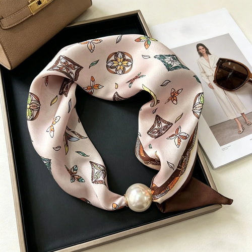 Elegant Chic Pearl Stripe Scarfs Women Fashion Convenient Magnetic