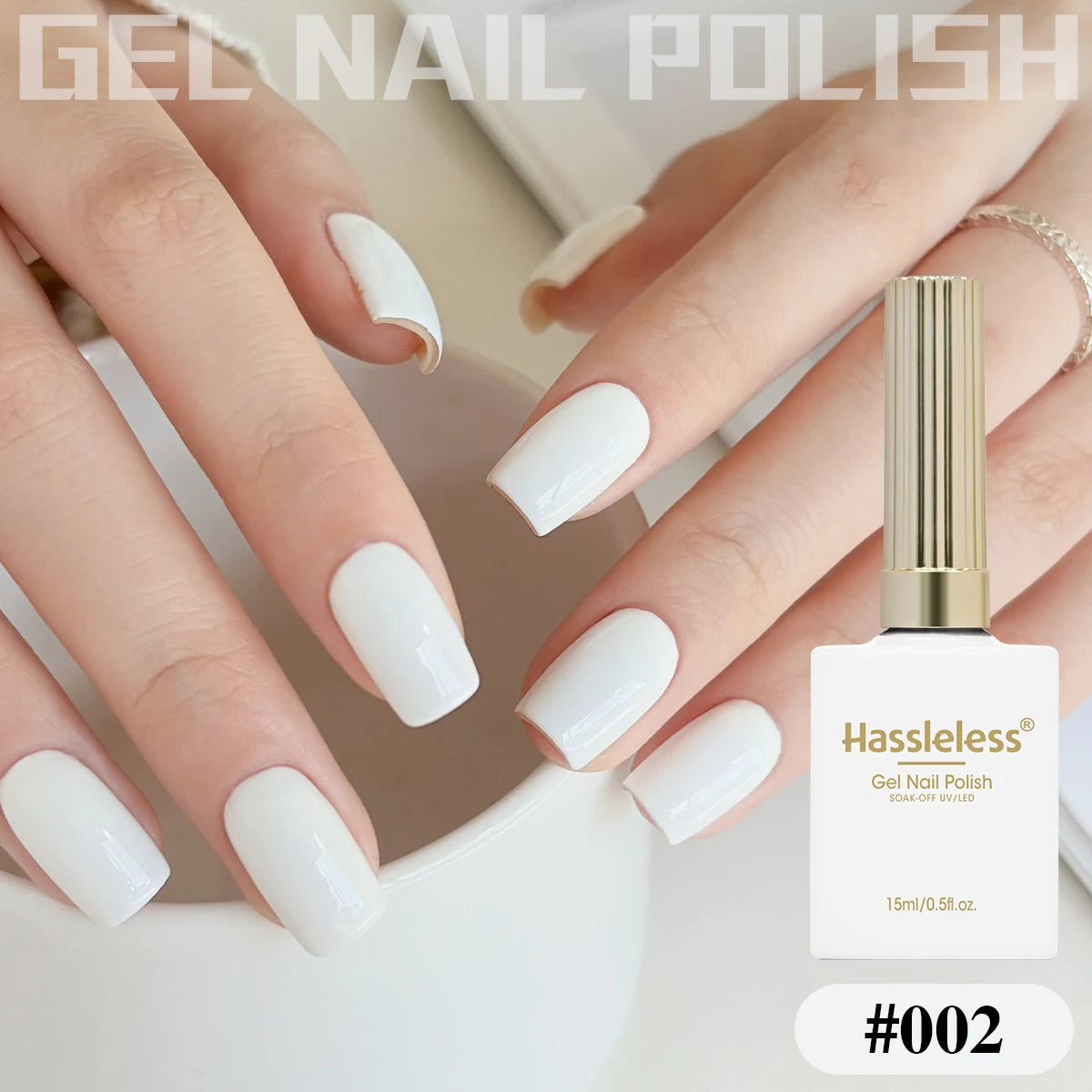 Hassleless 15ml White Gel Nail Polish, French Extension, Requires Uv