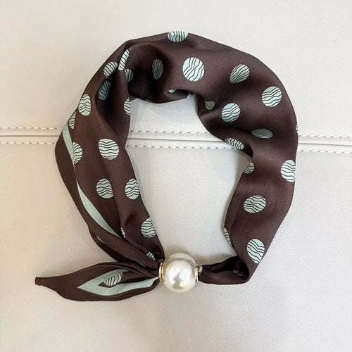 Elegant Pearl Tail Magnetic Clasp Scarf Summer New Versatile