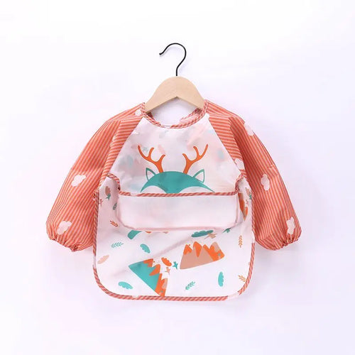 Waterproof Full Sleeve Baby Bibs Children Apron Long Sleeve Feeding