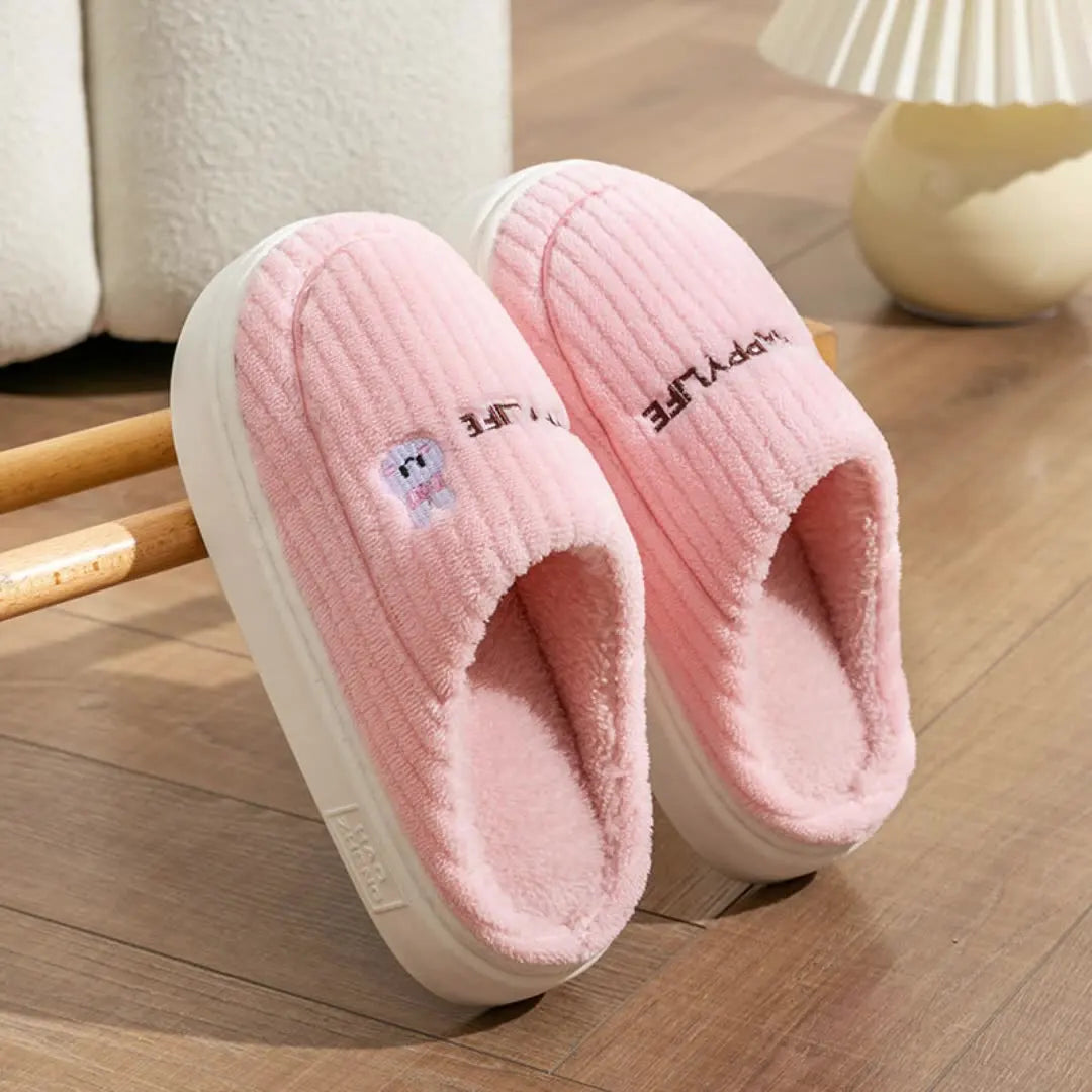 Winter Plush Slippers for Women & Men - Thick Sole Couple House Shoes