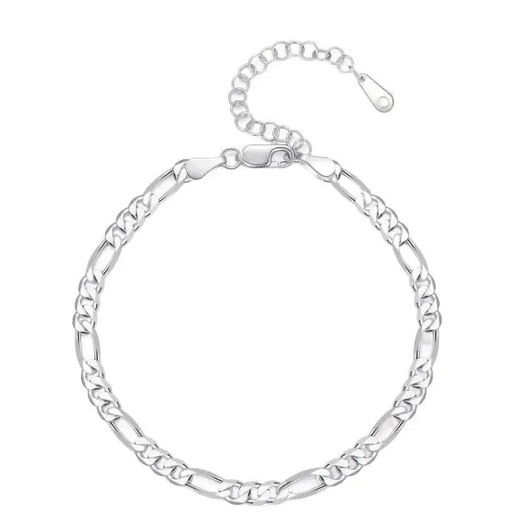 Hot Luxury 925 Sterling Silver Bracelets Anklet Y2K 4MM Chain