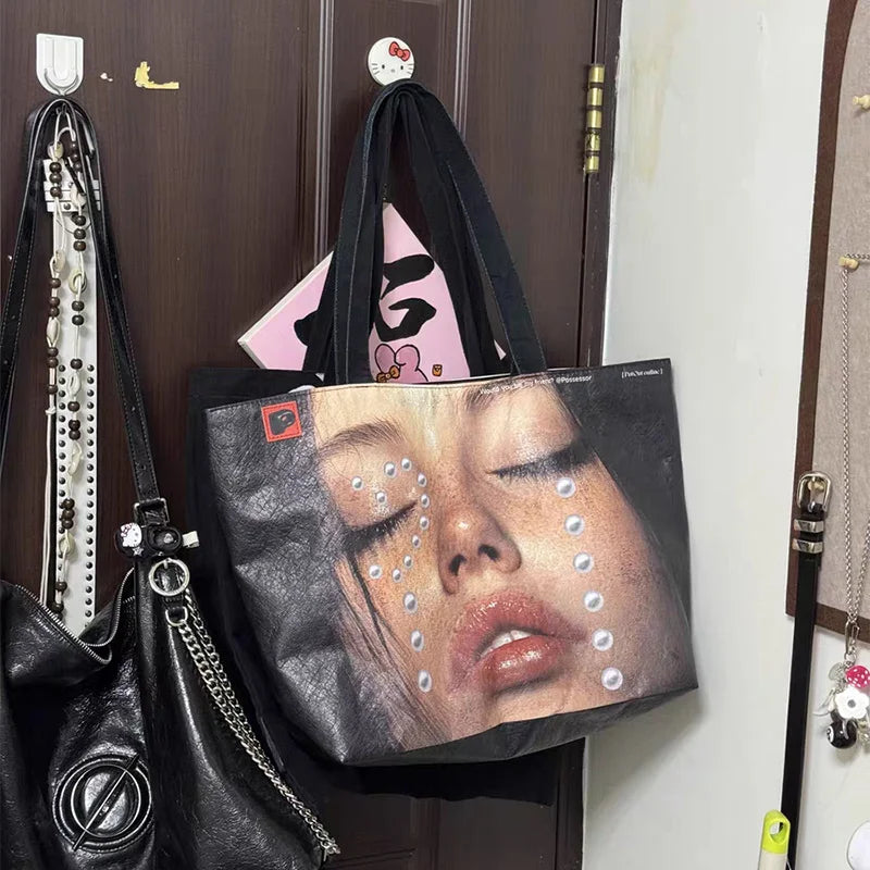 Creative Women's Tote Bag Trend Face Printing Large Capacity