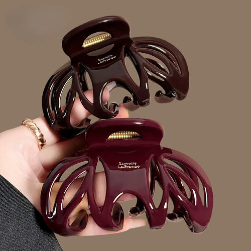 Vintage Red Black Color Pumpkin Large Hair Claw Clip For Women