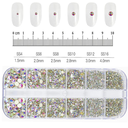 12Grids Mixed Mini Christmas Gems Nail Charms 2mm Luxury Crystal Nail