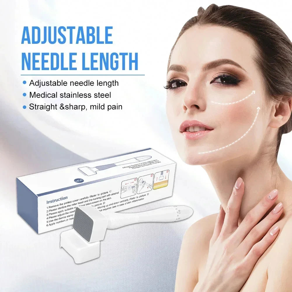 140A Derma Stamp Microneedling 140Pins Face Roller Massager Adjustable