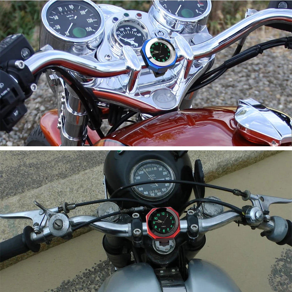 Universal 22-28mm Waterproof Motorcycle Bike Handlebar Clock Mount