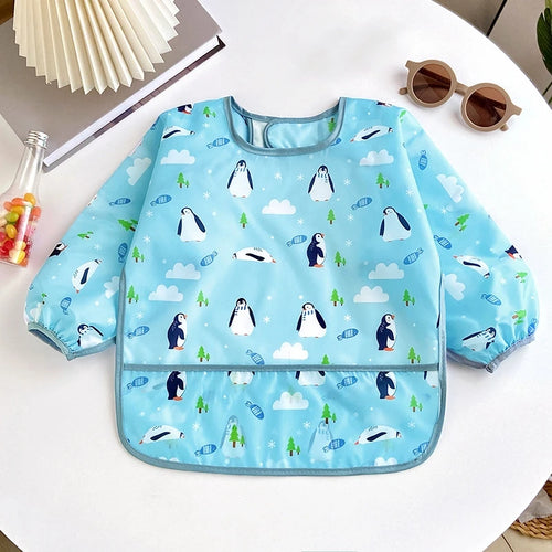 Waterproof Full Sleeve Baby Bibs Children Apron Long Sleeve Feeding