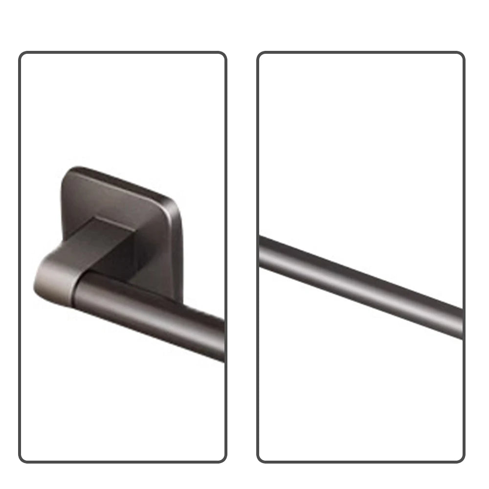 Homefish Black 50cm No Drill Wall Hanging Single Pole Towel Rack