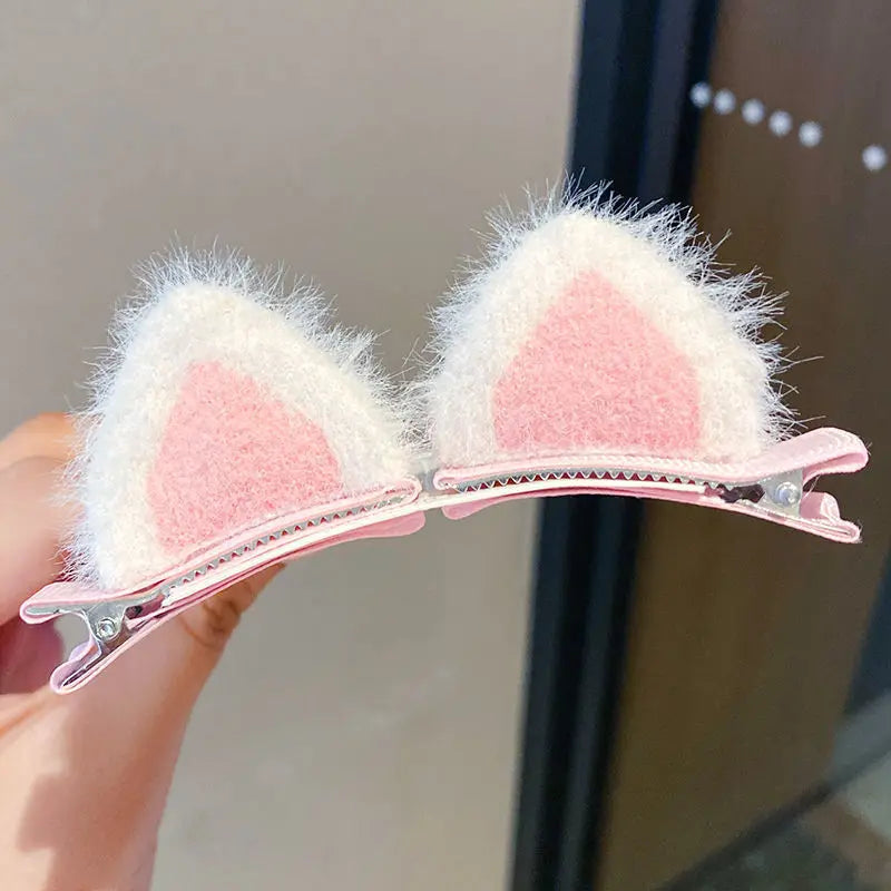 2 Pcs Plush Cat Ears Hairpins Girls Hair Clips Hair Accessories