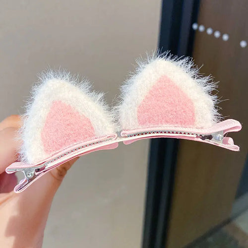 2 Pcs Plush Cat Ears Hairpins Girls Hair Clips Hair Accessories