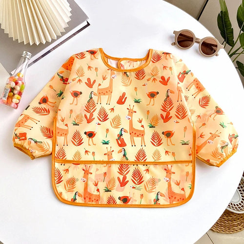 Waterproof Full Sleeve Baby Bibs Children Apron Long Sleeve Feeding