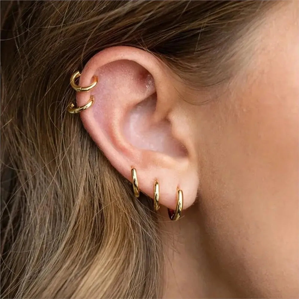 10pcs Stainless Steel Huggie Hoop Earrings Small Hypoallergenic For