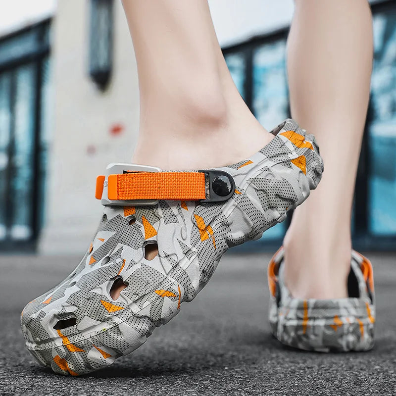 Men's Clogs Slippers Sandal Male Garden Shoes Flat Camouflage
