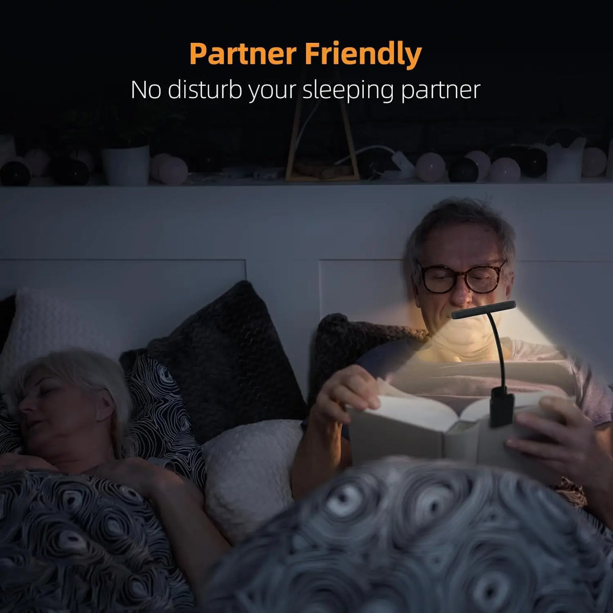 14 LEDs Book Light USB Rechargeable Reading Light Warm Cool White