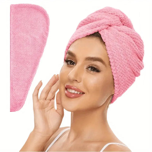 Solid Color Hair Towel Textured Dry Hair Cap 9.8 x 25.5 Inch Absorbent