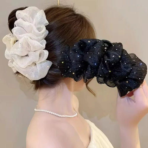 Mesh Bow Hair Clips Women Fashion Grab Claw Clip Female Hair