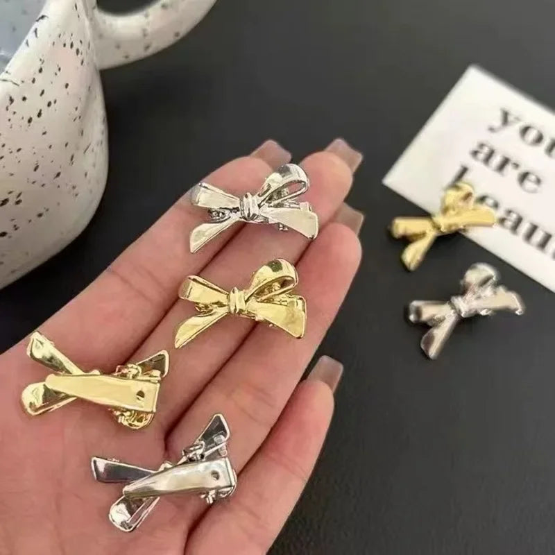 4Pcs/set of Women's New Golden Bow Mini Hairpins, Sweet and Cool Girl