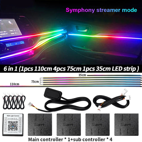 Universal LED Car Ambient Light RGB 64 213 Color Acrylic Strips