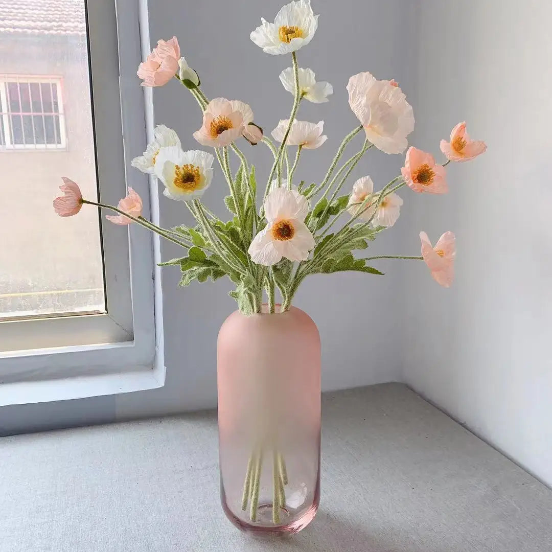 Artificial Flowers Fake Poppy Silk Flowers Long Stem Housewarming