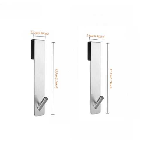 1-2pcs Stainless Steel Non Perforated Glass Door Hook, Portable