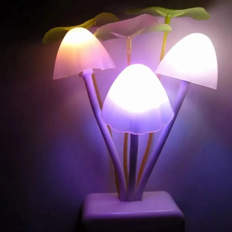 Novelty Mushroom Fungus Night Light EU & US Plug Light Sensor 220V