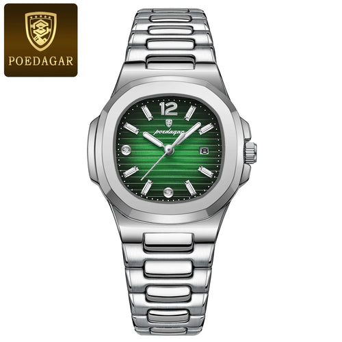 POEDAGAR Square Fashion Woman Wristwatch Luminous Waterproof Date