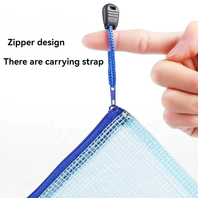5-100PCS Stationery Storage Folder File Mesh Zipper Pouch A4/A5/A6