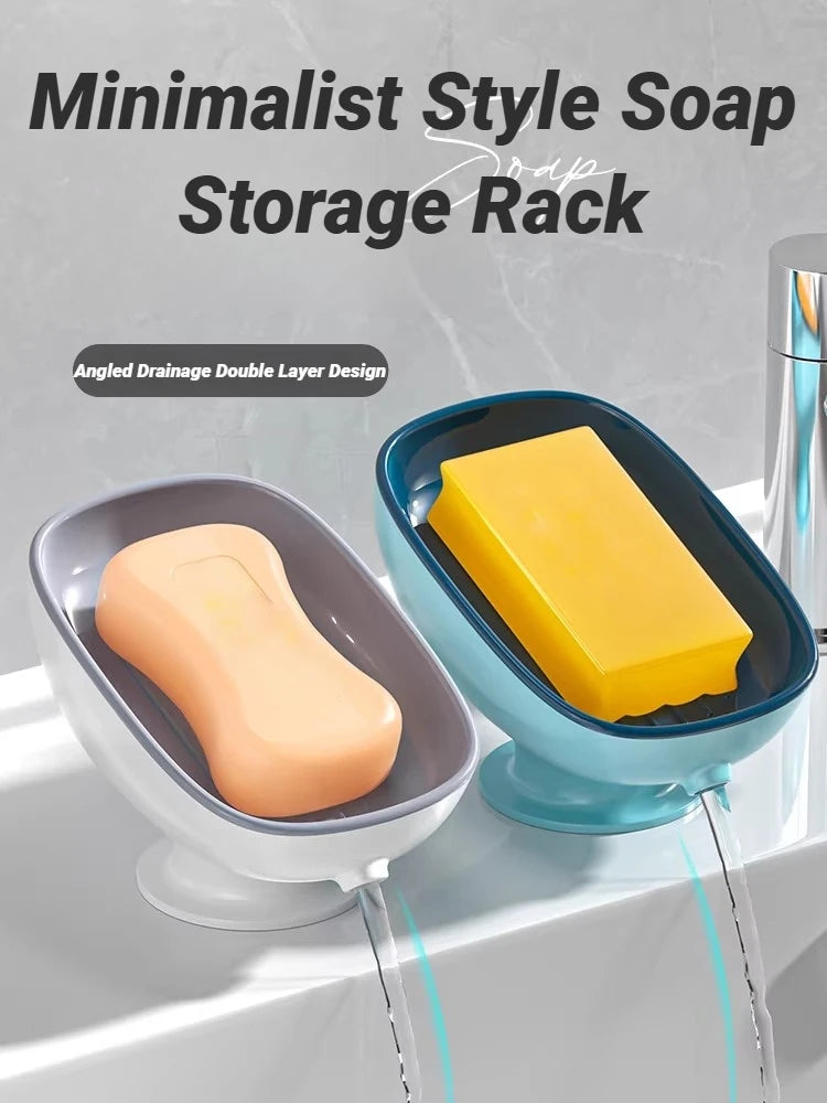 Self Draining Soap Holder Super Suction Cup Portable Storage Container