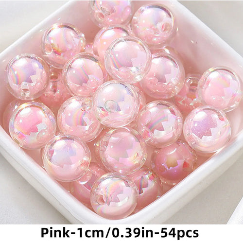 108/54pcs 8/10mm Pink Color Acrylic Beads, Interval Beads. Loose Beads