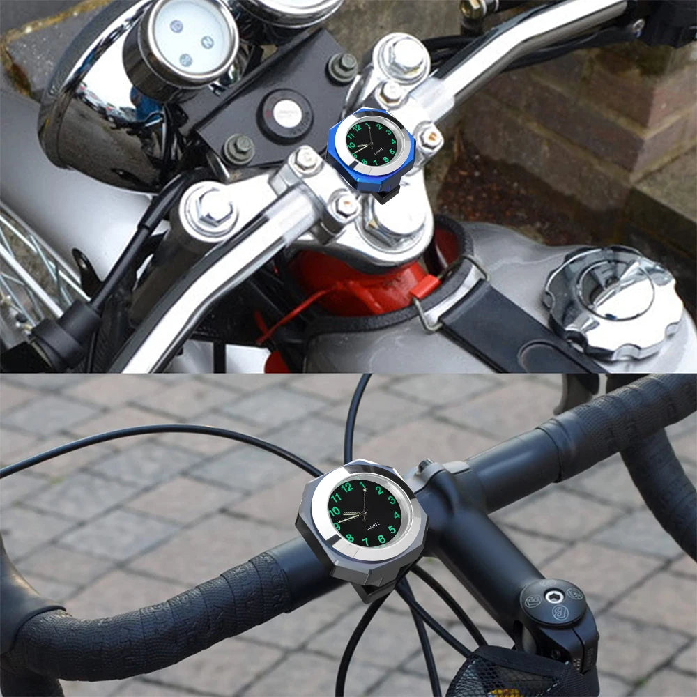Universal 22-28mm Waterproof Motorcycle Bike Handlebar Clock Mount