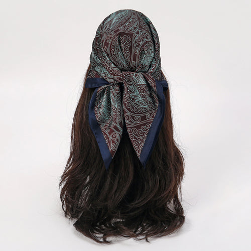 Bohemian Style Floral Print Women’s Square Silk Scarf Satin Head Wrap