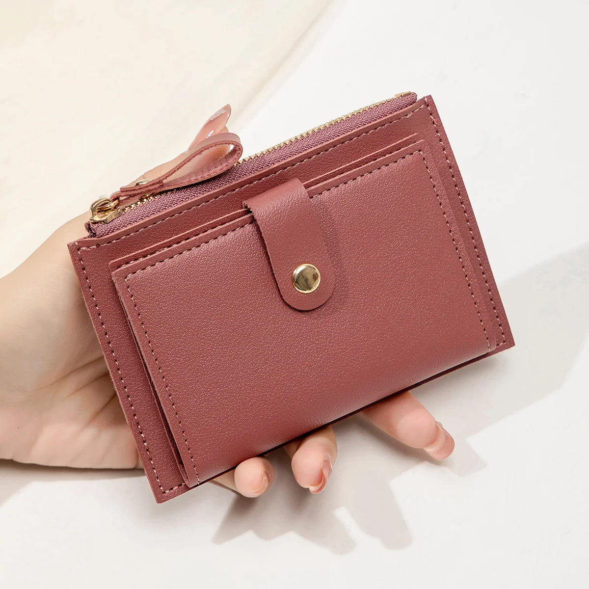 Minimalist and Fashionable Women's Short Card Bag Ultra-Thin Mini PU