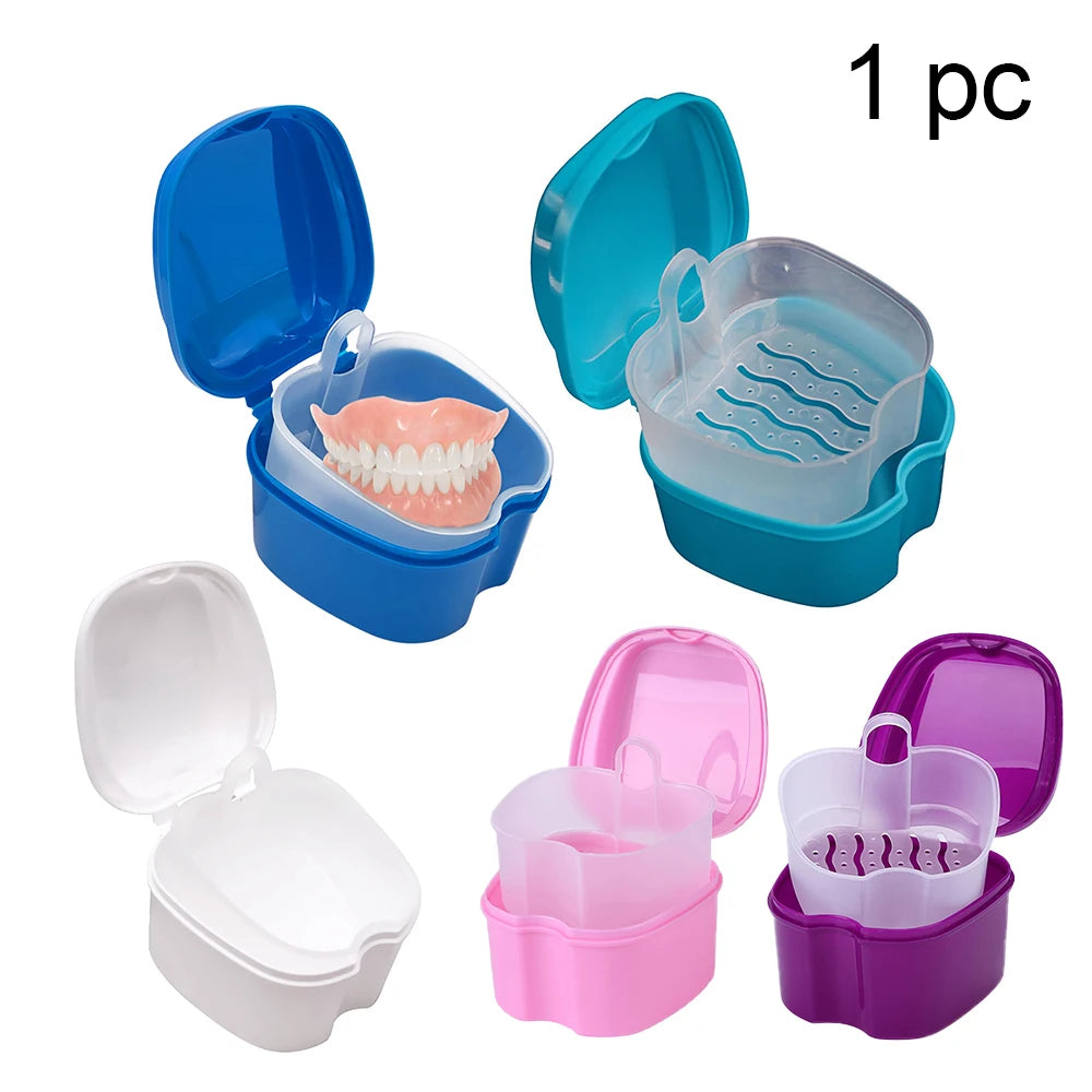 Denture Bath Box Organizer Dental False Teeth Storage Box with Hanging