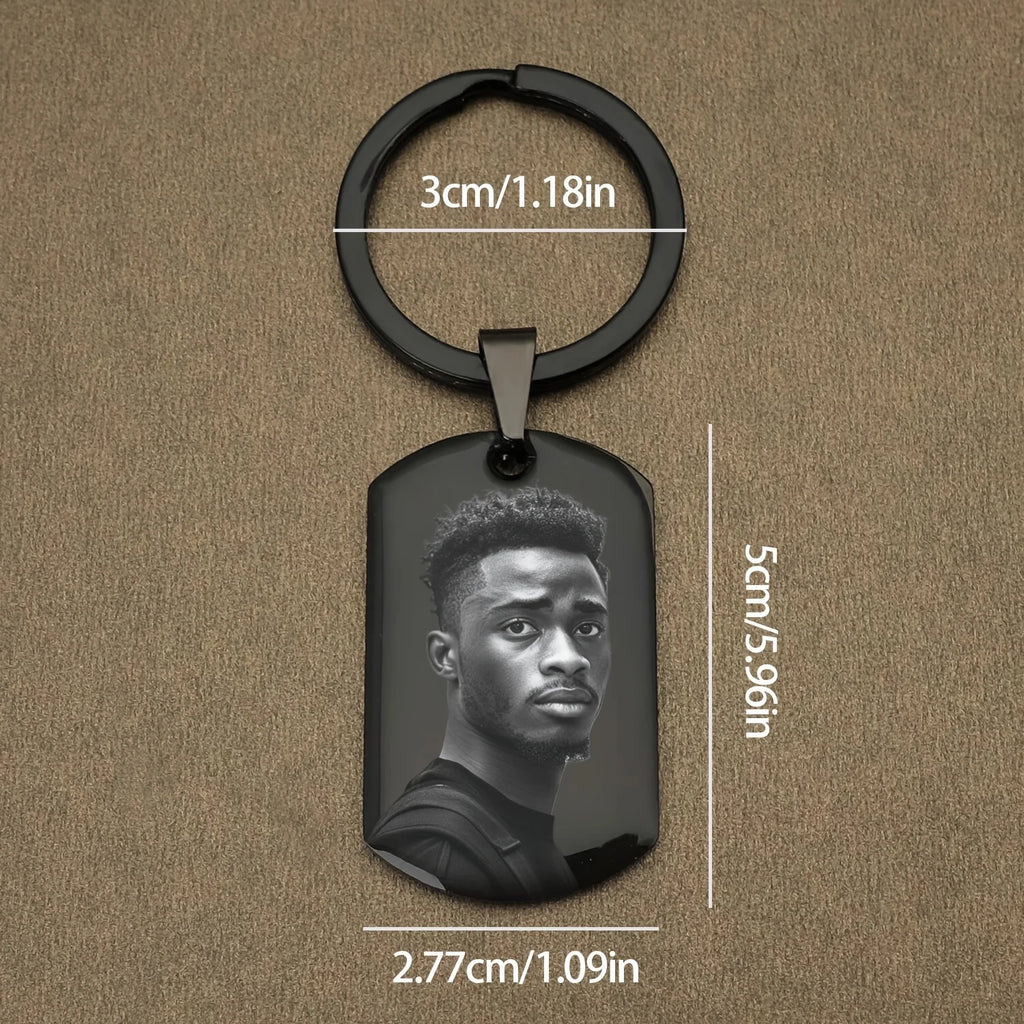 Personalized Photo Keychain, Custom-Engraved Stainless Steel Dog Tag