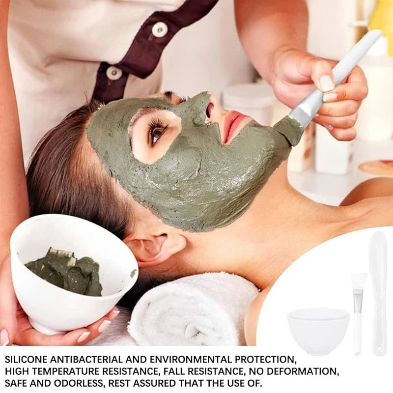 Silicone Face Mask Mixing Bowl Set Facial Skin Care Tools Kit Mask