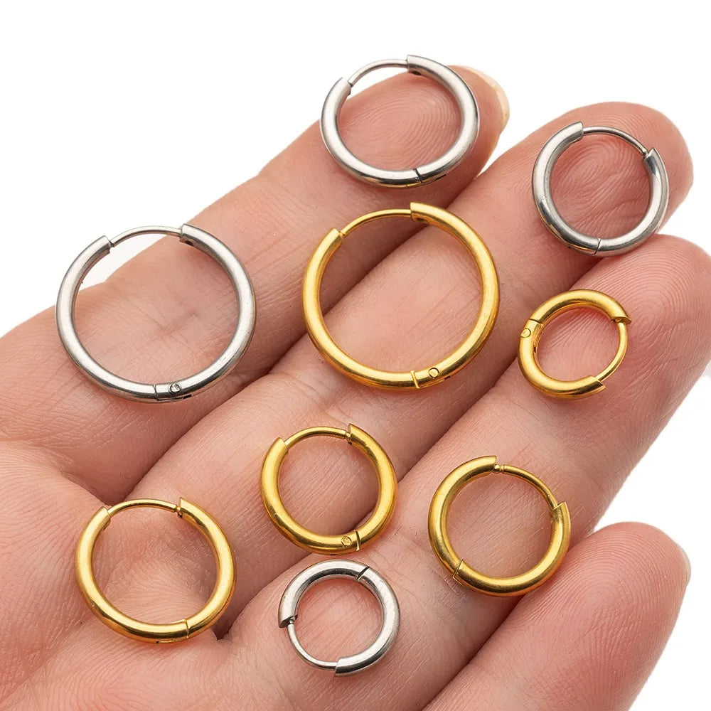 10pcs Stainless Steel Huggie Hoop Earrings Small Hypoallergenic For