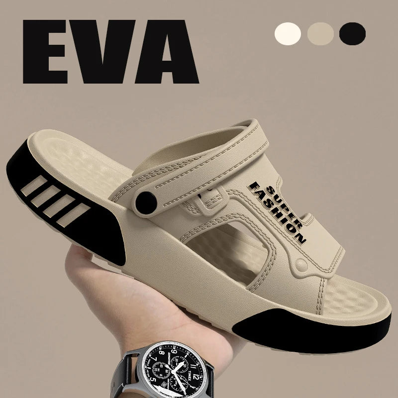 SHAJI Men Slippers Summer EVA Soft-soled Platform Slides Sandals