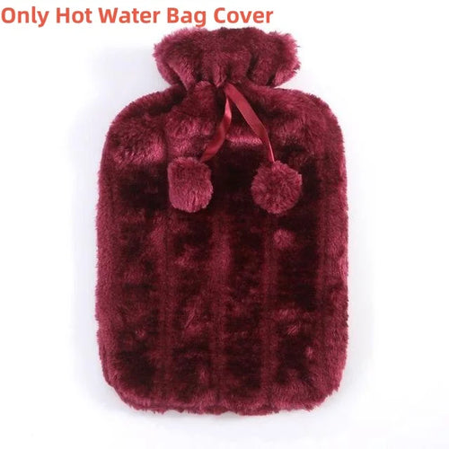 2L Hot Water Bottle Cover Rubber Hot Water Bags Winter Plush Hand
