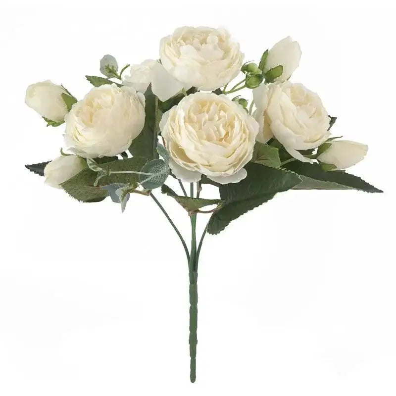 Artificial Flowers Peony Bouquet Silk Rose Vase for Home Decor Garden