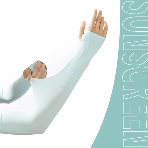 Ice Silk UV Protection Arm Sleeves Men Women Solid Color Cycling Arm