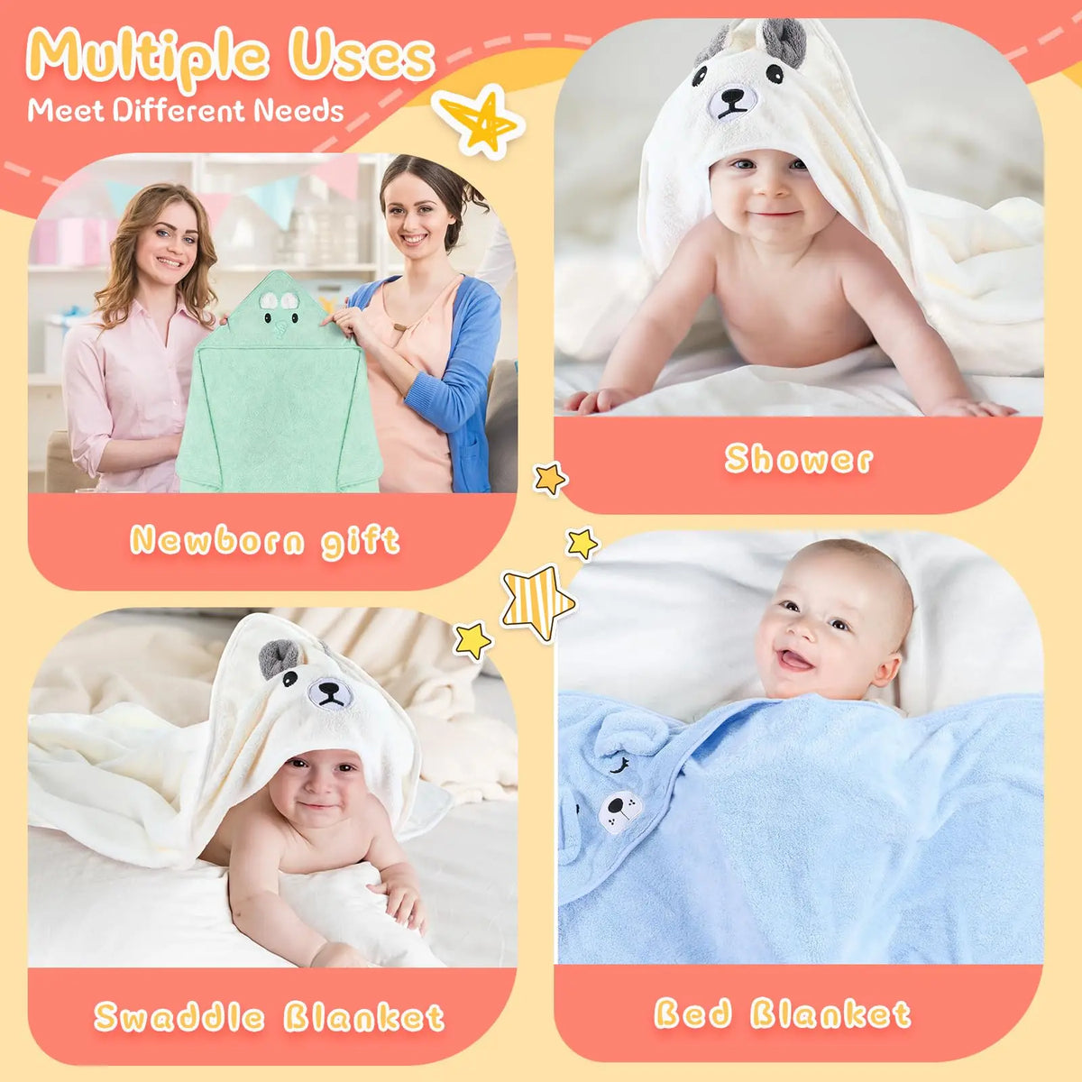 Cute Cartoon Animal-Shaped Multifunctional Large Towel for Infants