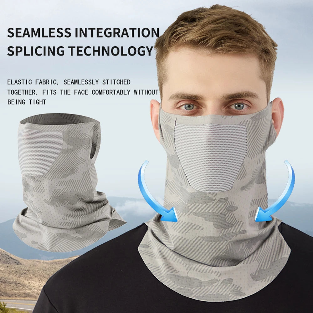 Sunscreen Face Mask Breathable Mesh Neck Gaiter Mask Scarf Ice Silk